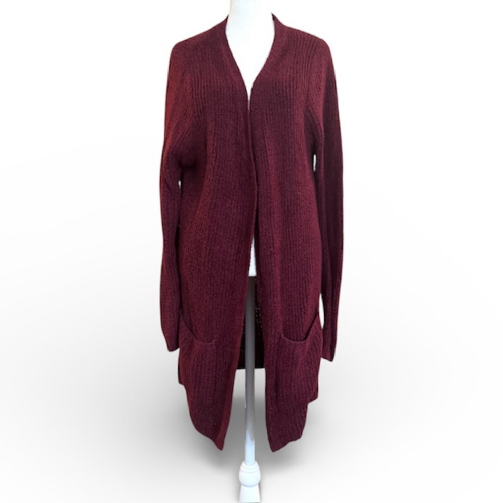 LOVE TREE burgundy sweater cardigan, size L